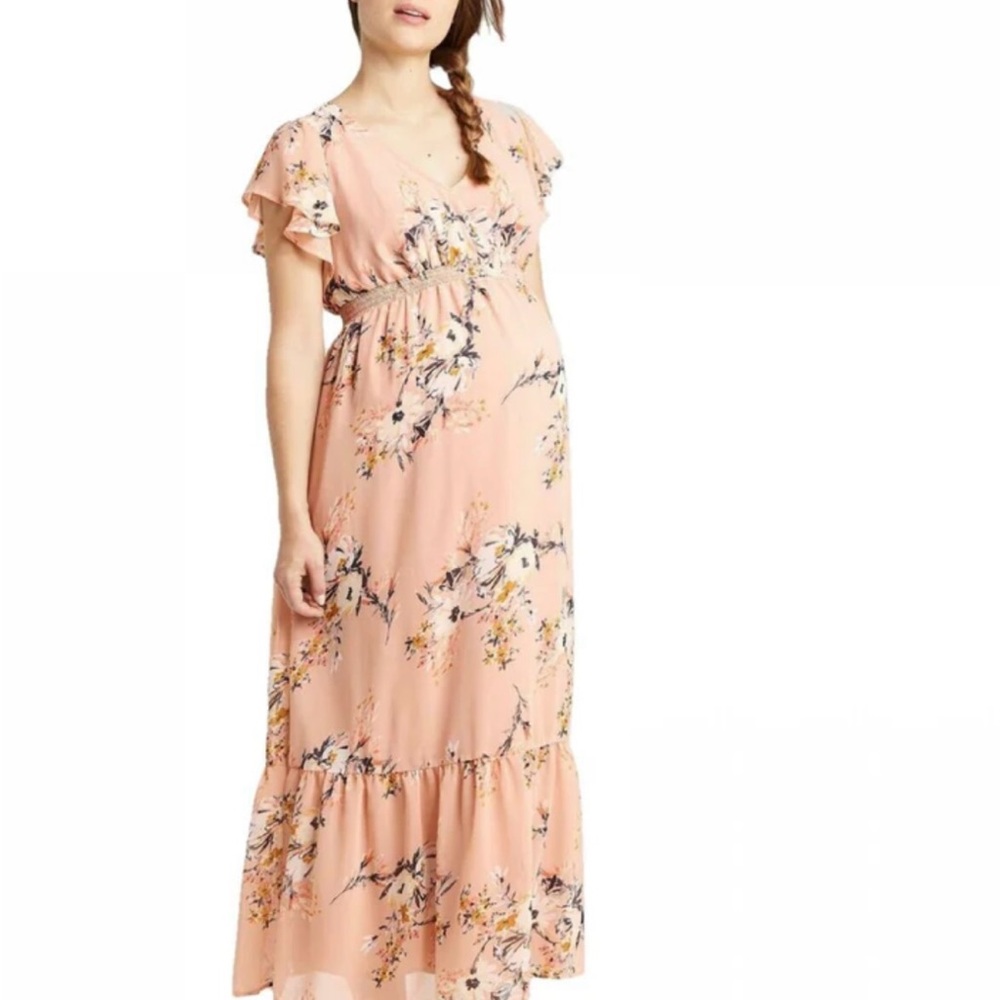 Isabel Maternity by Ingrid & Isabel Peach Floral Maxi Dress
0044